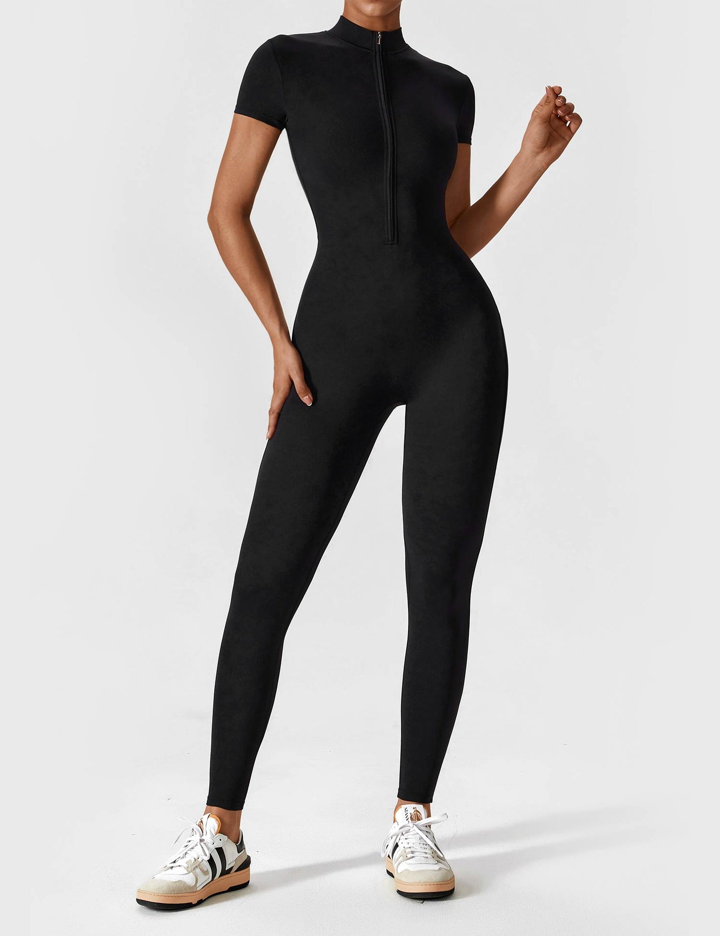 Tebeary Long Sleeve/ Short Sleeve Zipper Jumpsuit