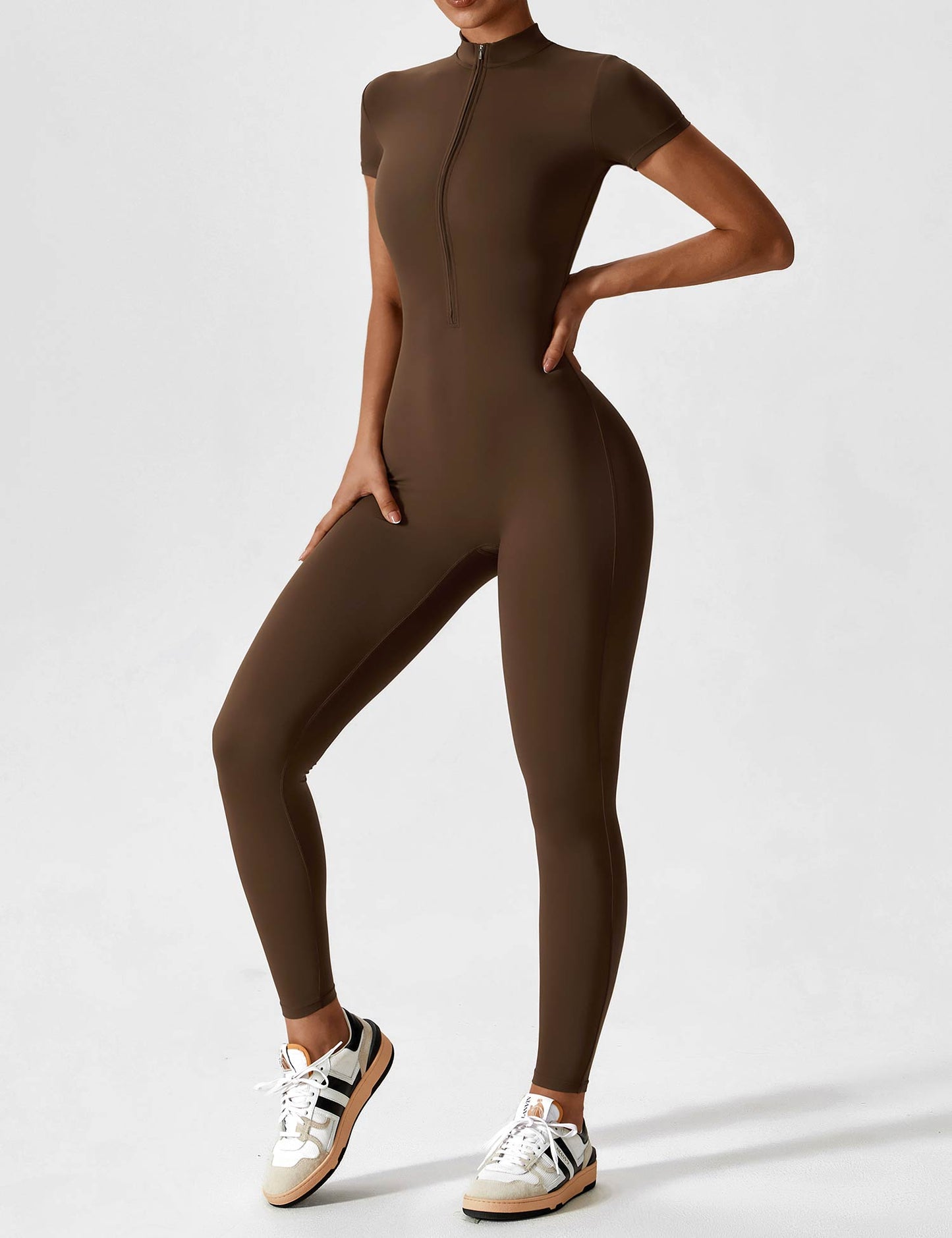 Tebeary Long Sleeve/ Short Sleeve Zipper Jumpsuit