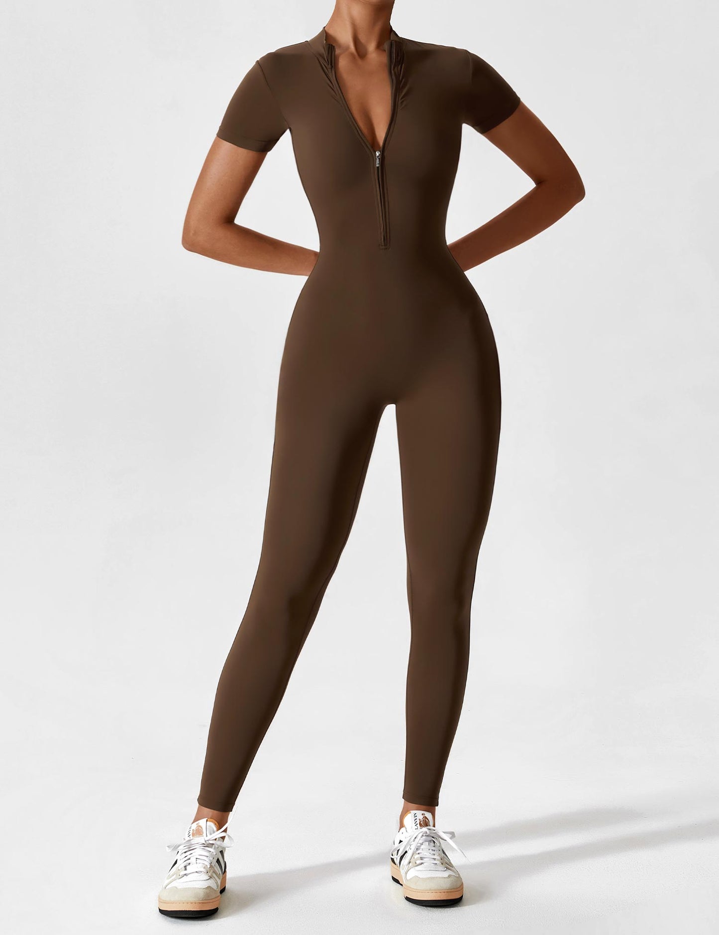 Tebeary Long Sleeve/ Short Sleeve Zipper Jumpsuit