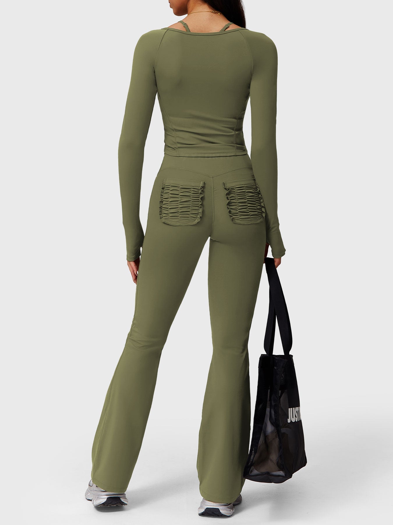 Tebeary Dosa Ruffle Pocket Flare Leggings