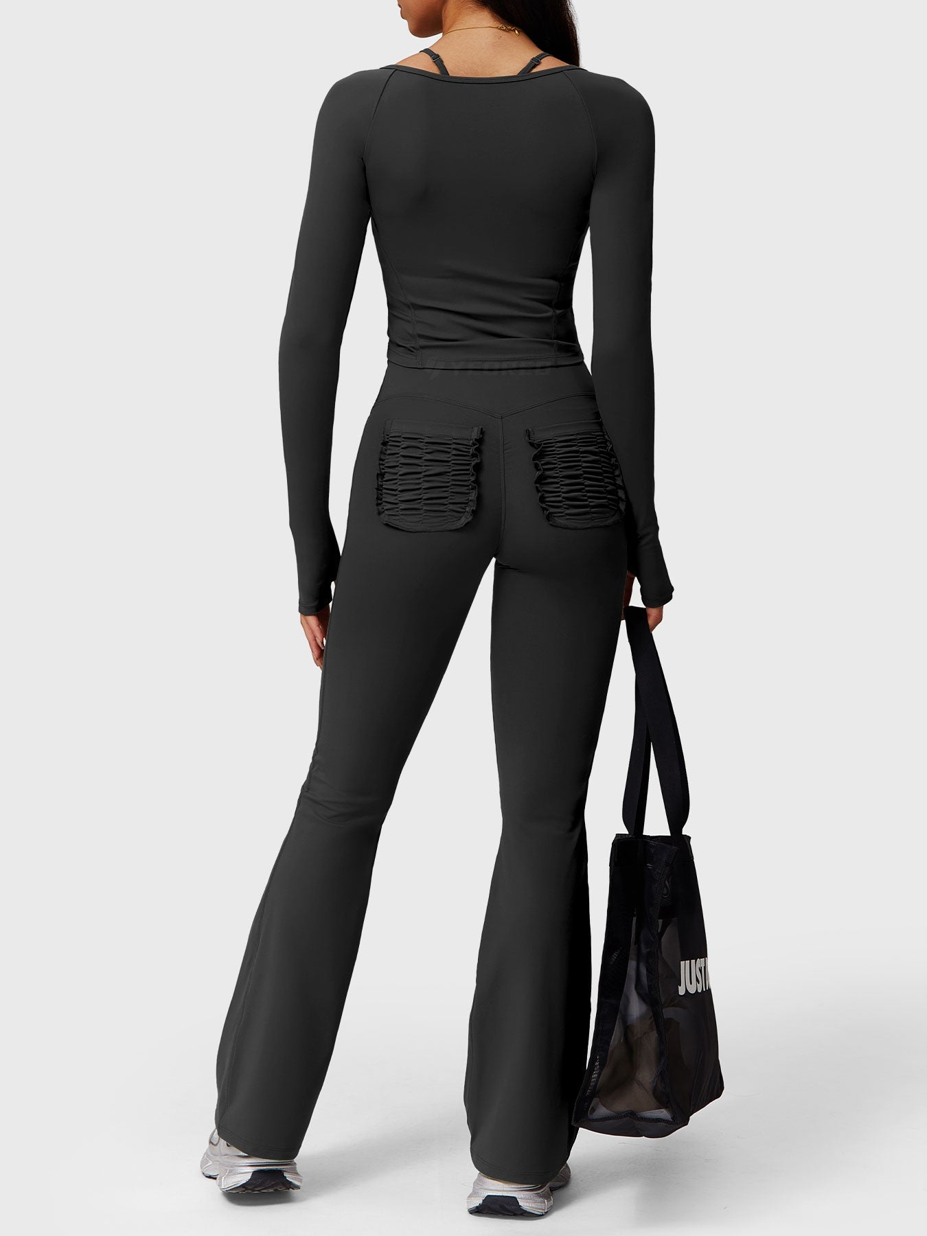 Tebeary Dosa Ruffle Pocket Flare Leggings