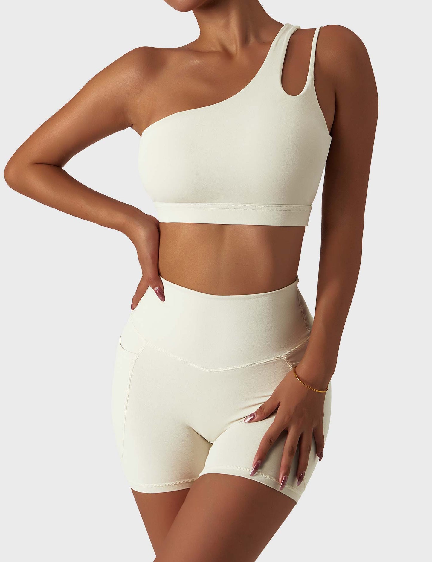 TEBEARY One Shoulder Sports Set