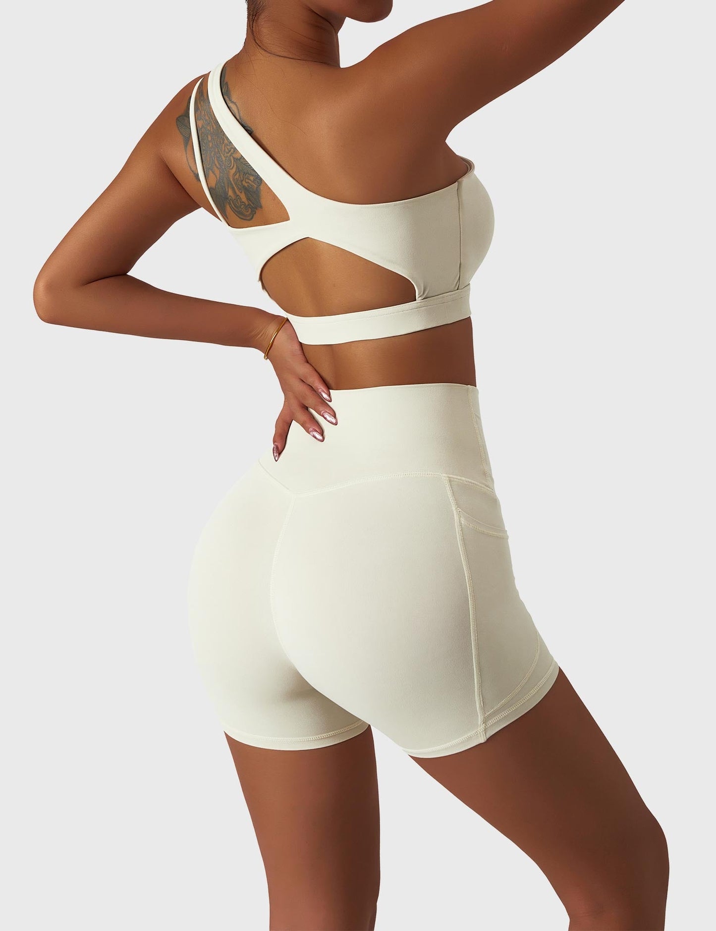 TEBEARY One Shoulder Sports Set