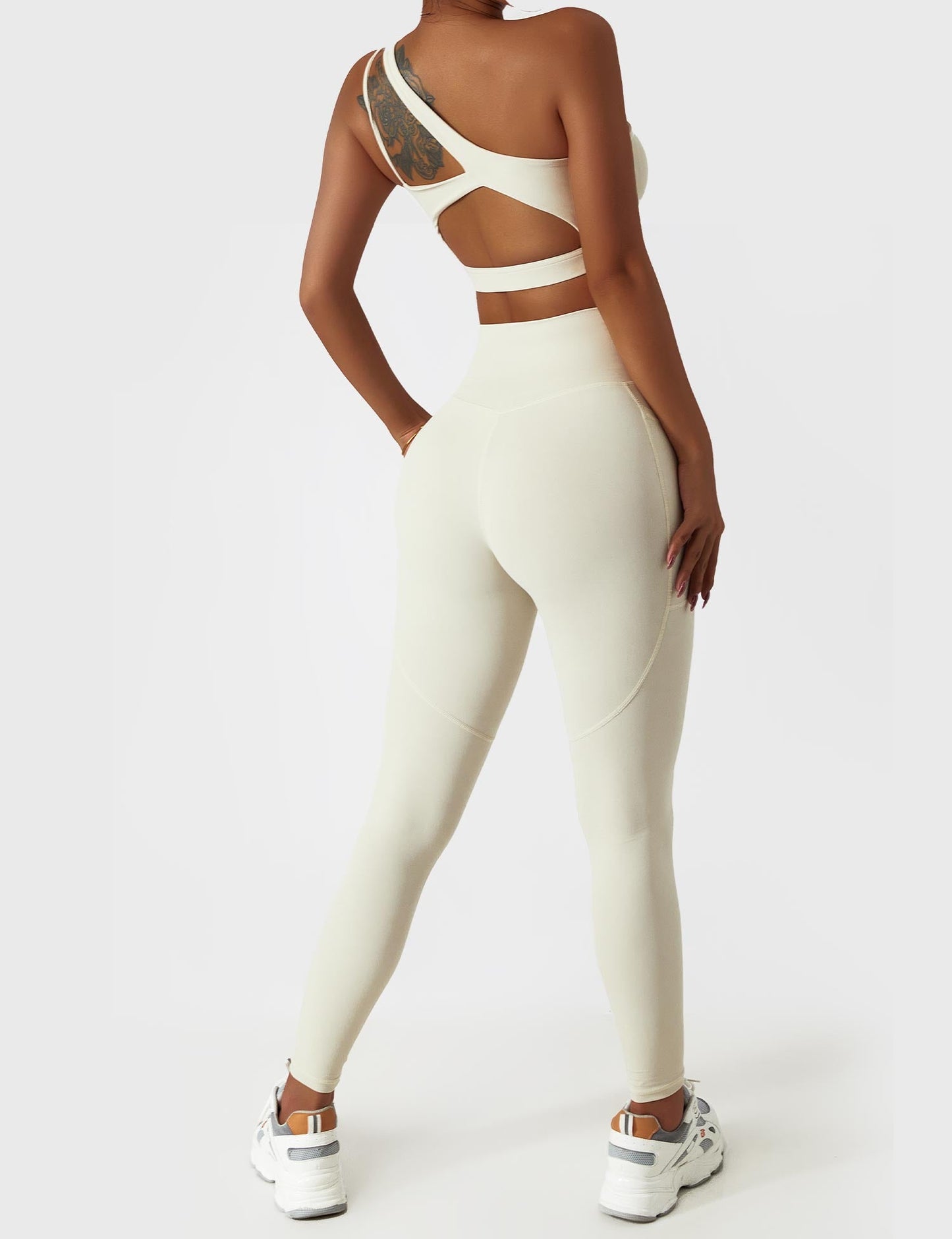 TEBEARY One Shoulder Sports Set