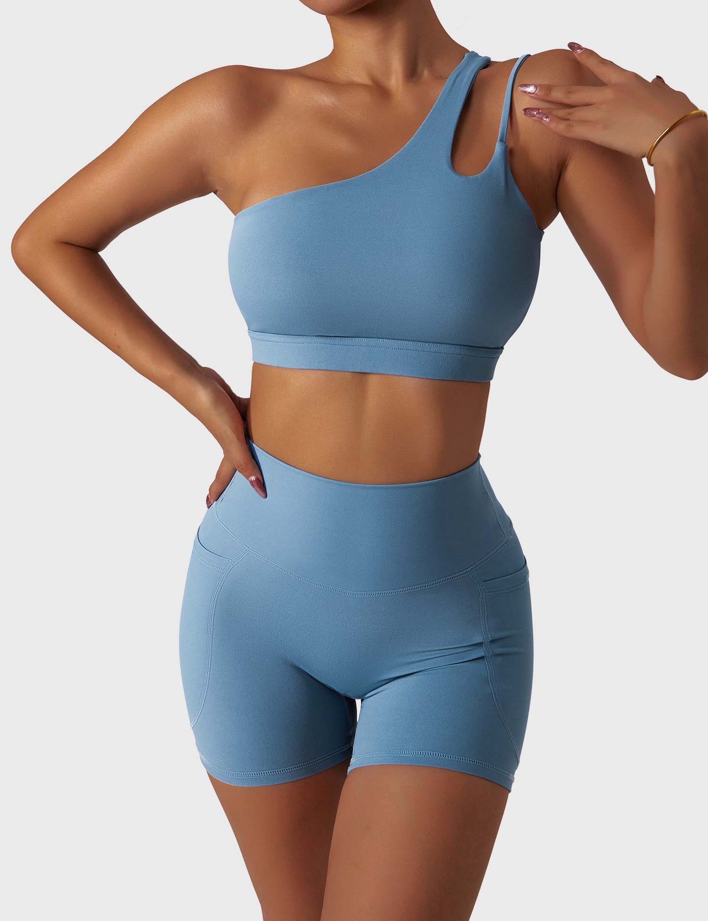 TEBEARY One Shoulder Sports Set