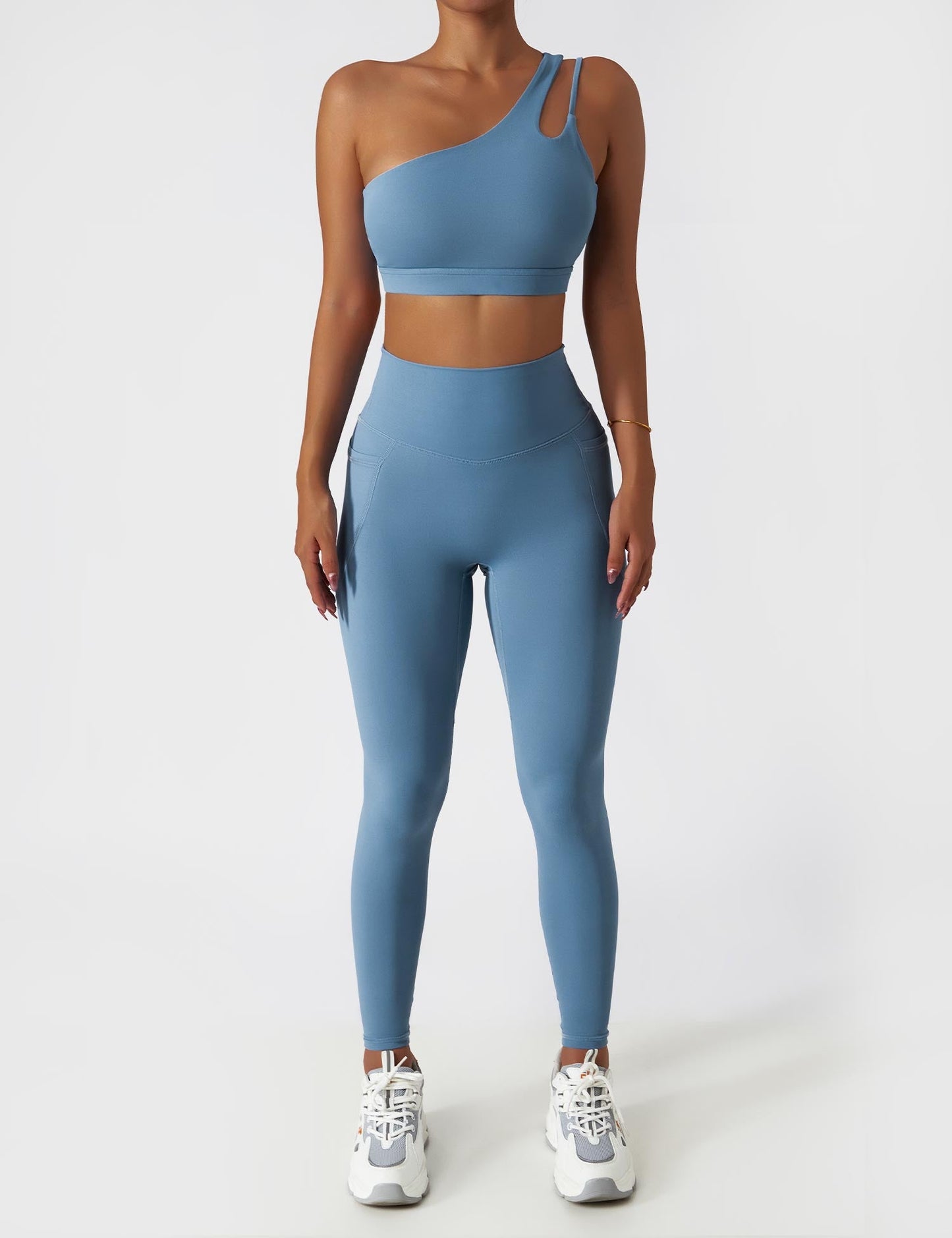 TEBEARY One Shoulder Sports Set