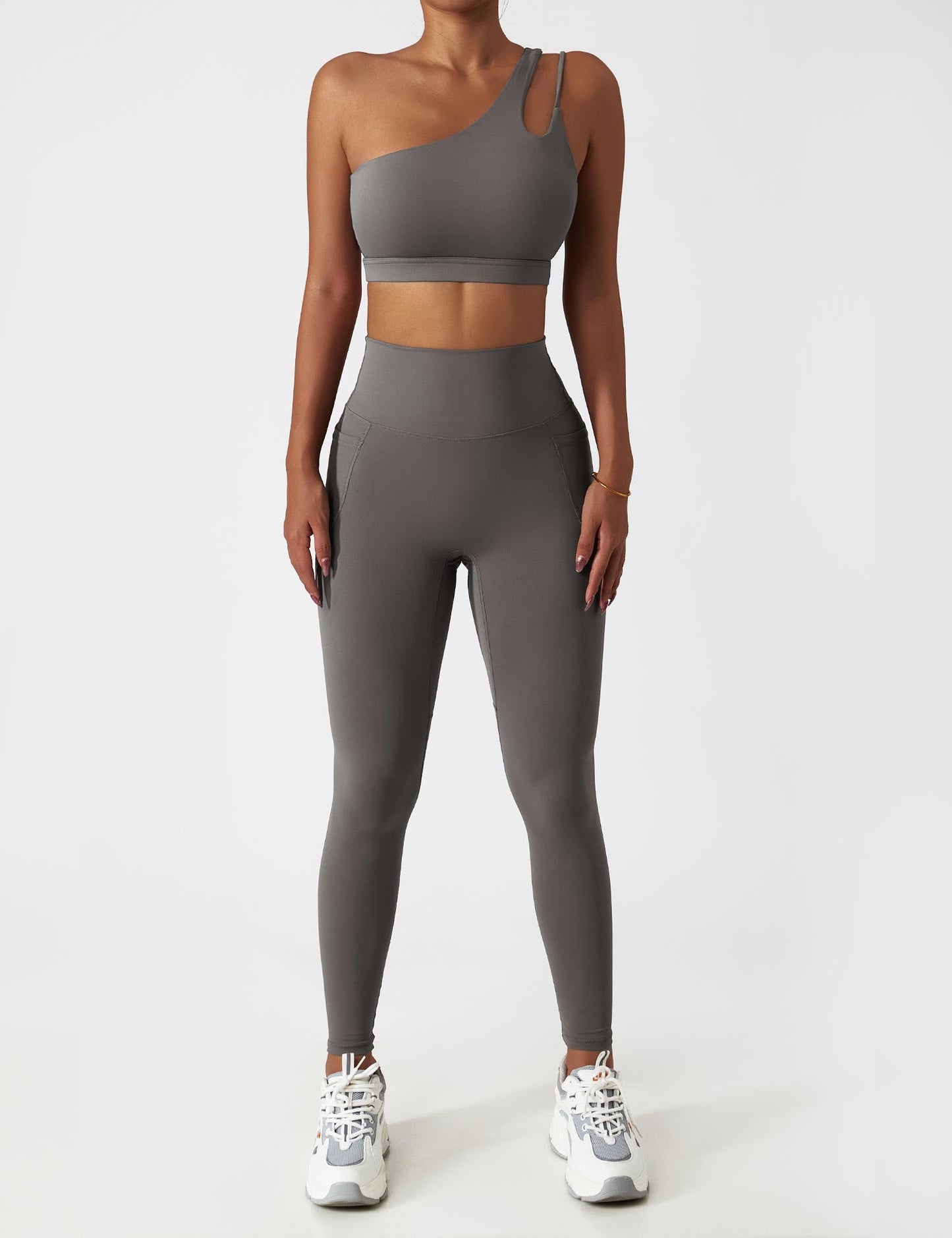 TEBEARY One Shoulder Sports Set