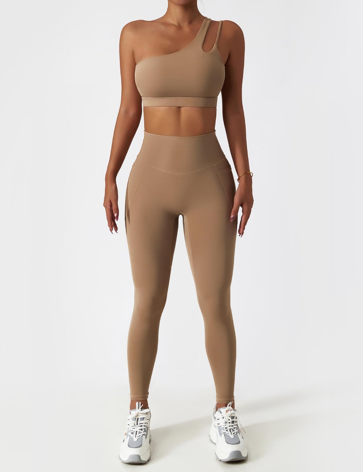 TEBEARY One Shoulder Sports Set