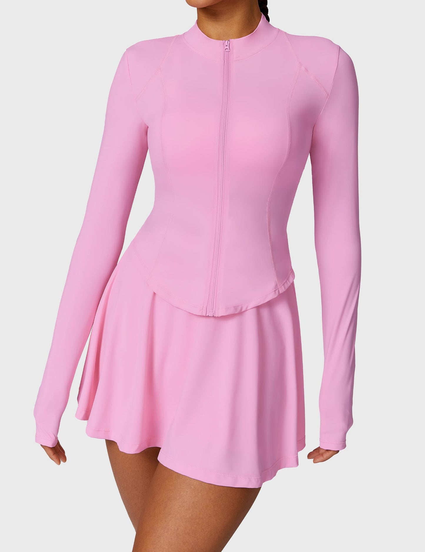 TEBEARY Long Sleeve Tennis Skirt Sets
