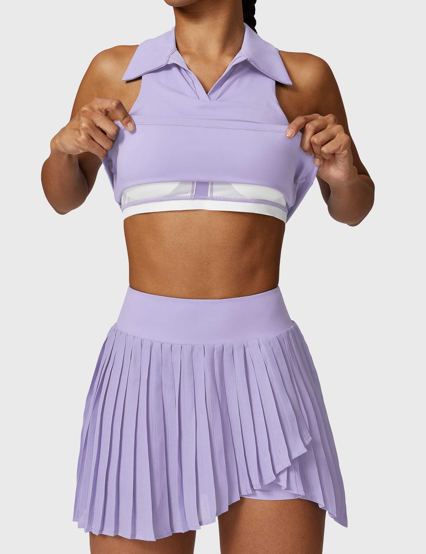 Tebeary Crop Top Tennis Skirt Sets