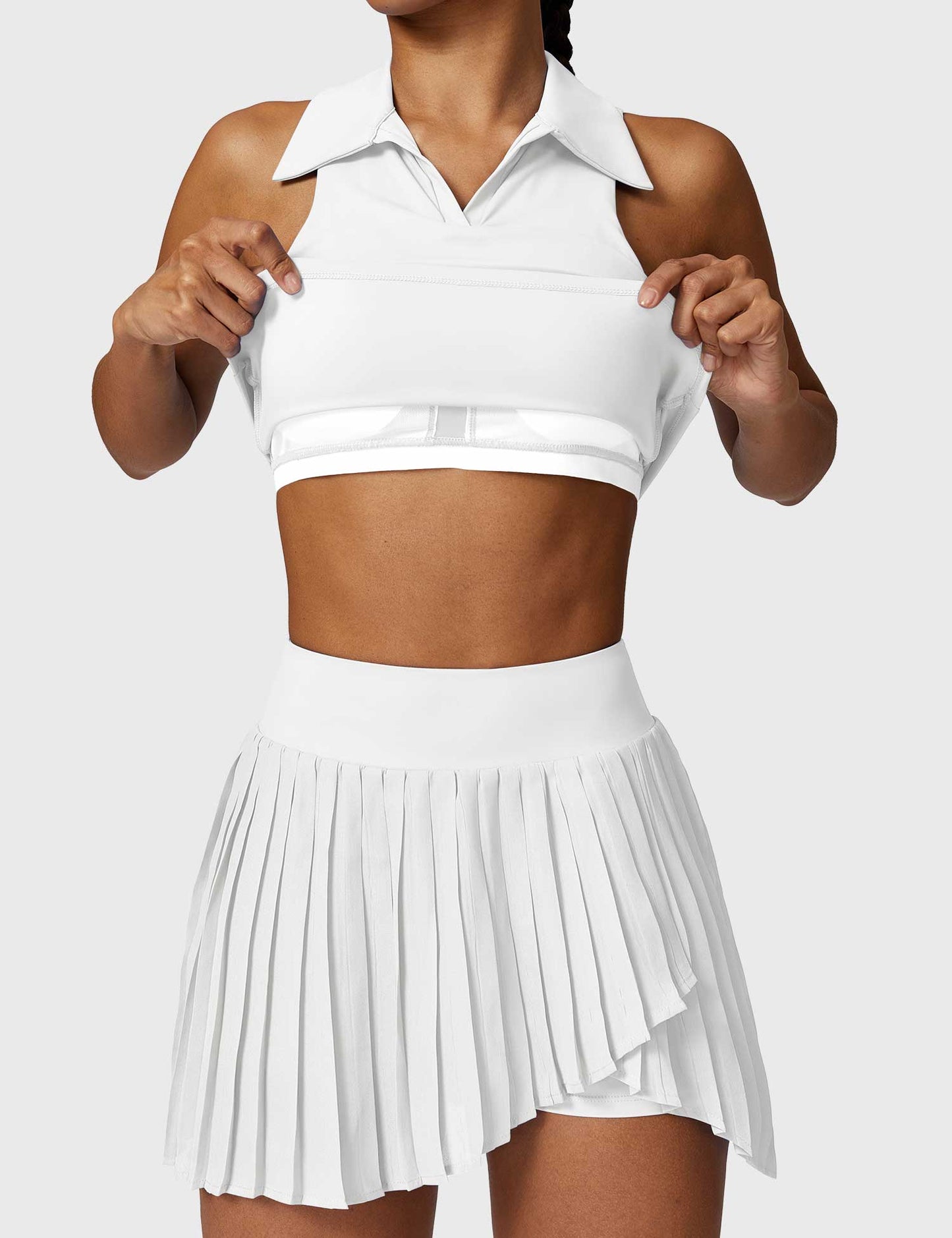 Tebeary Crop Top Tennis Skirt Sets