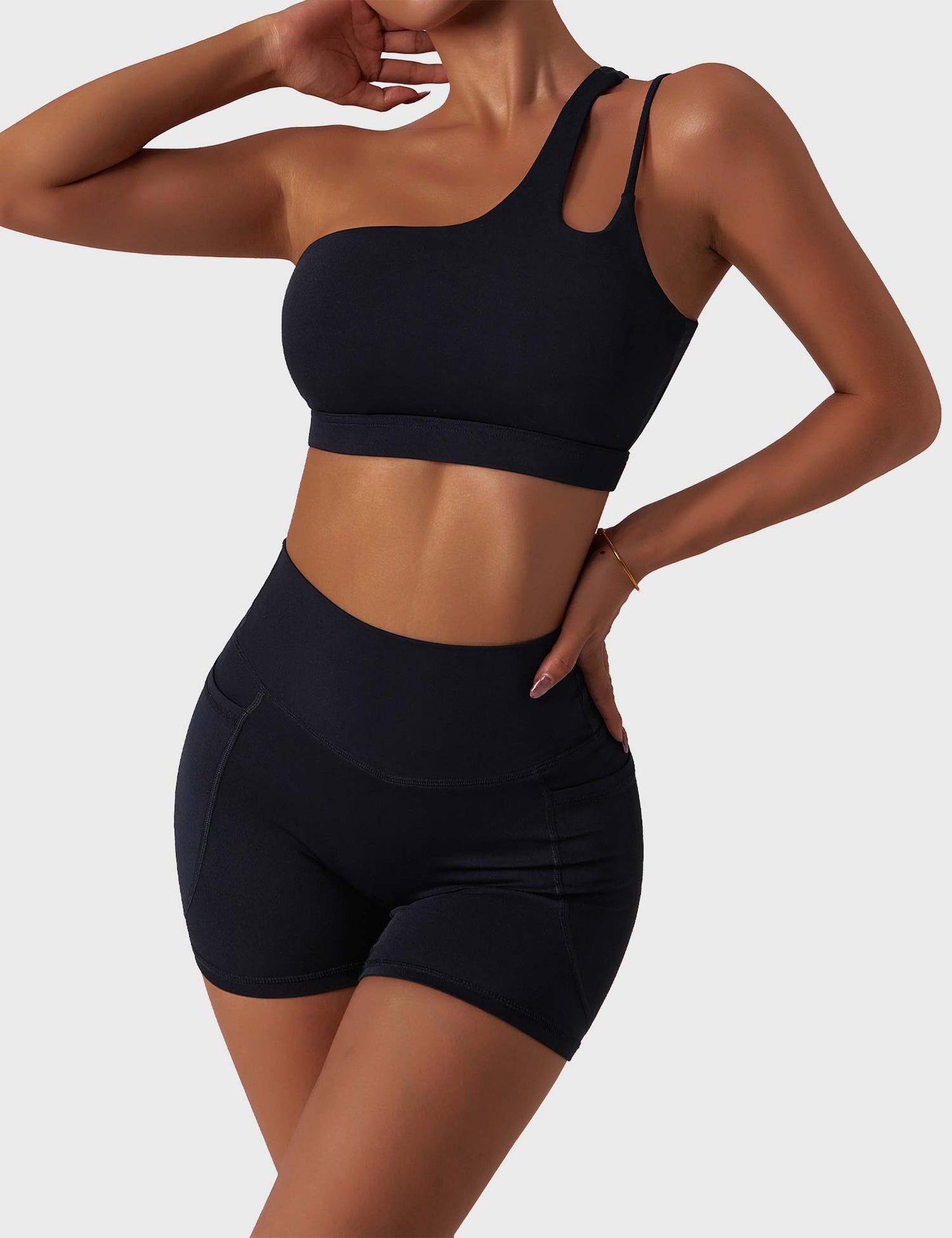 TEBEARY One Shoulder Sports Set