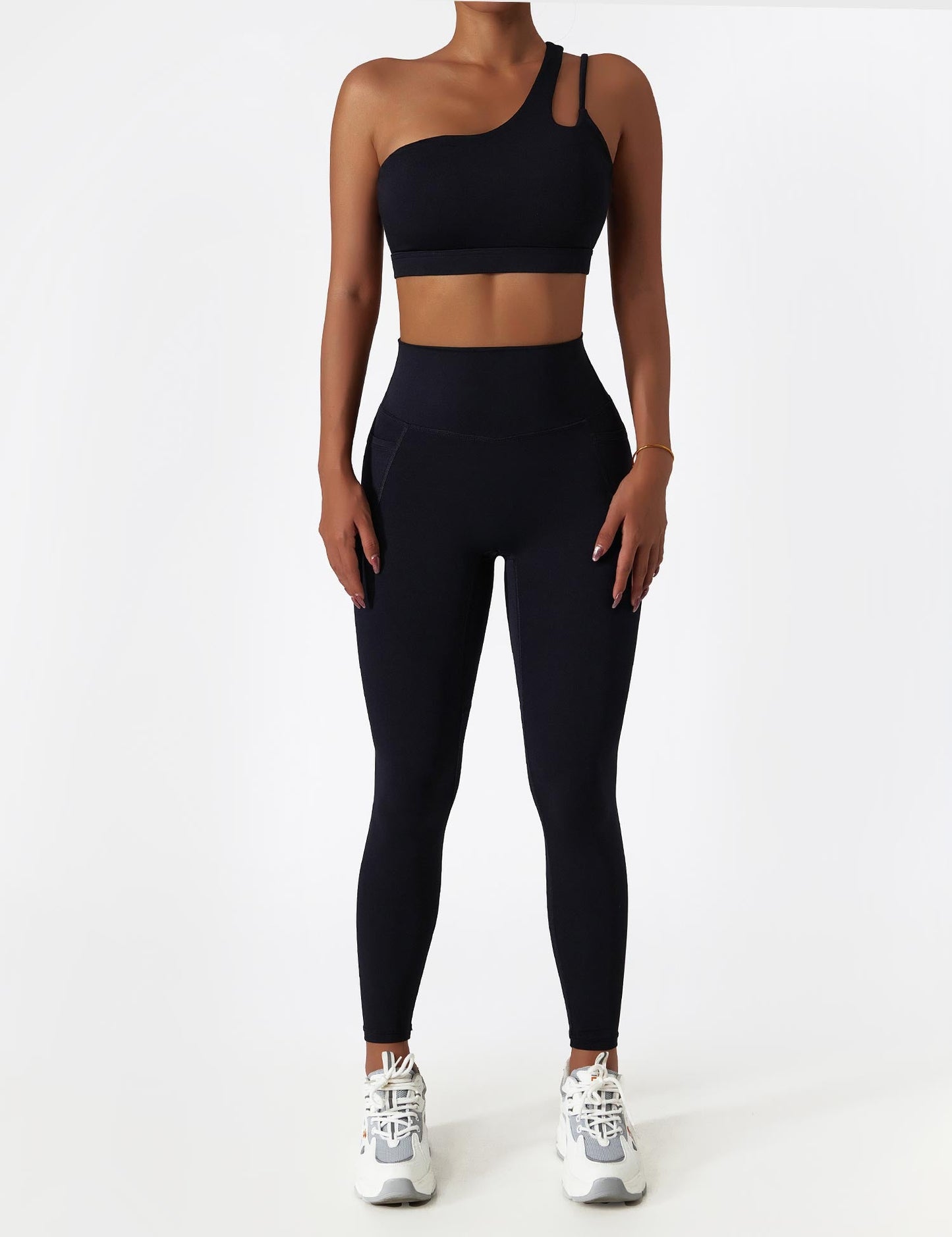 TEBEARY One Shoulder Sports Set