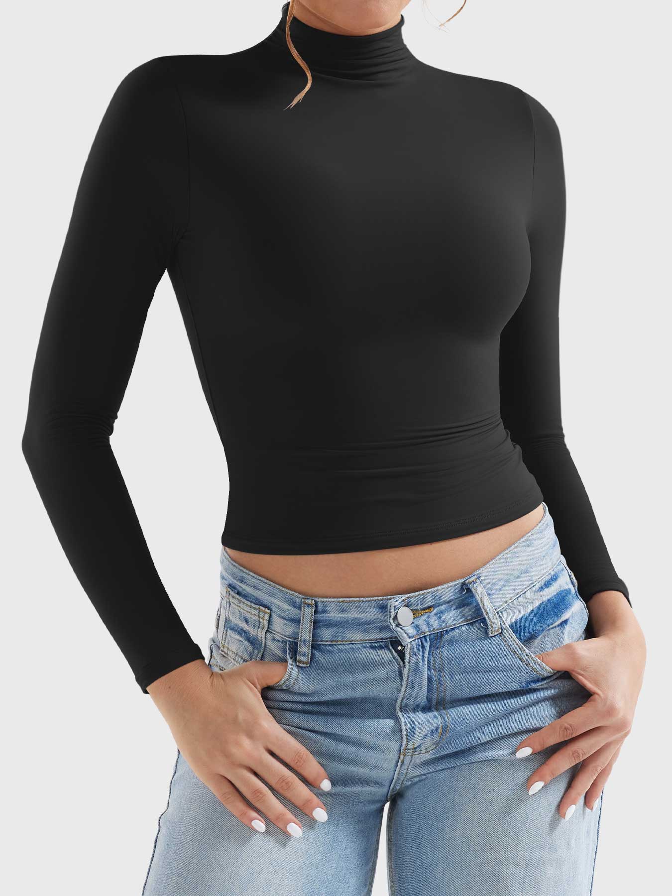 Tebeary Fane Turtle Neck Long Sleeves Shirts