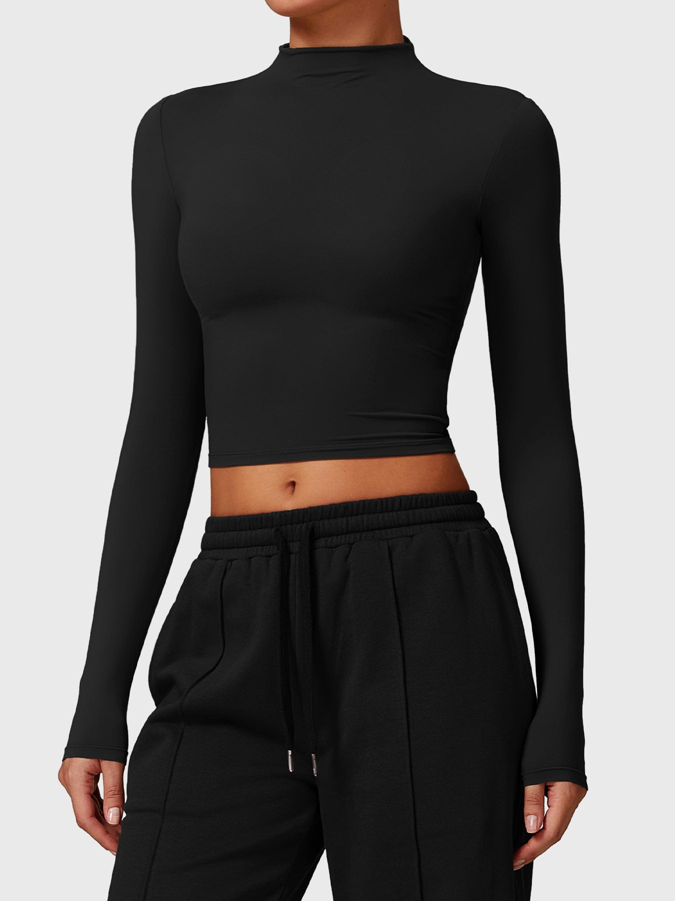 Tebeary Heno Turtle Neck Long Sleeve Crop Top