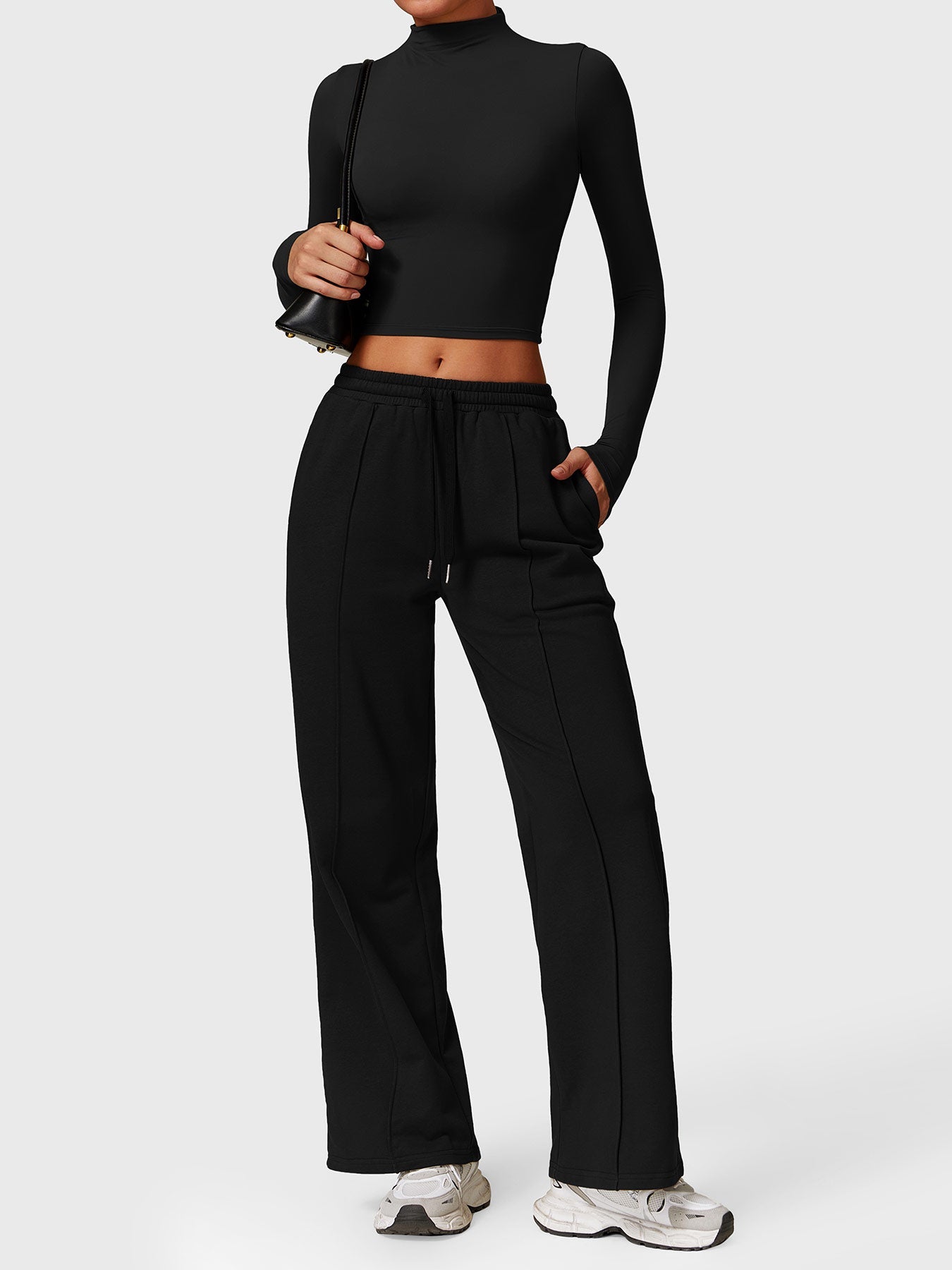 Tebeary Heno Turtle Neck Long Sleeve Crop Top