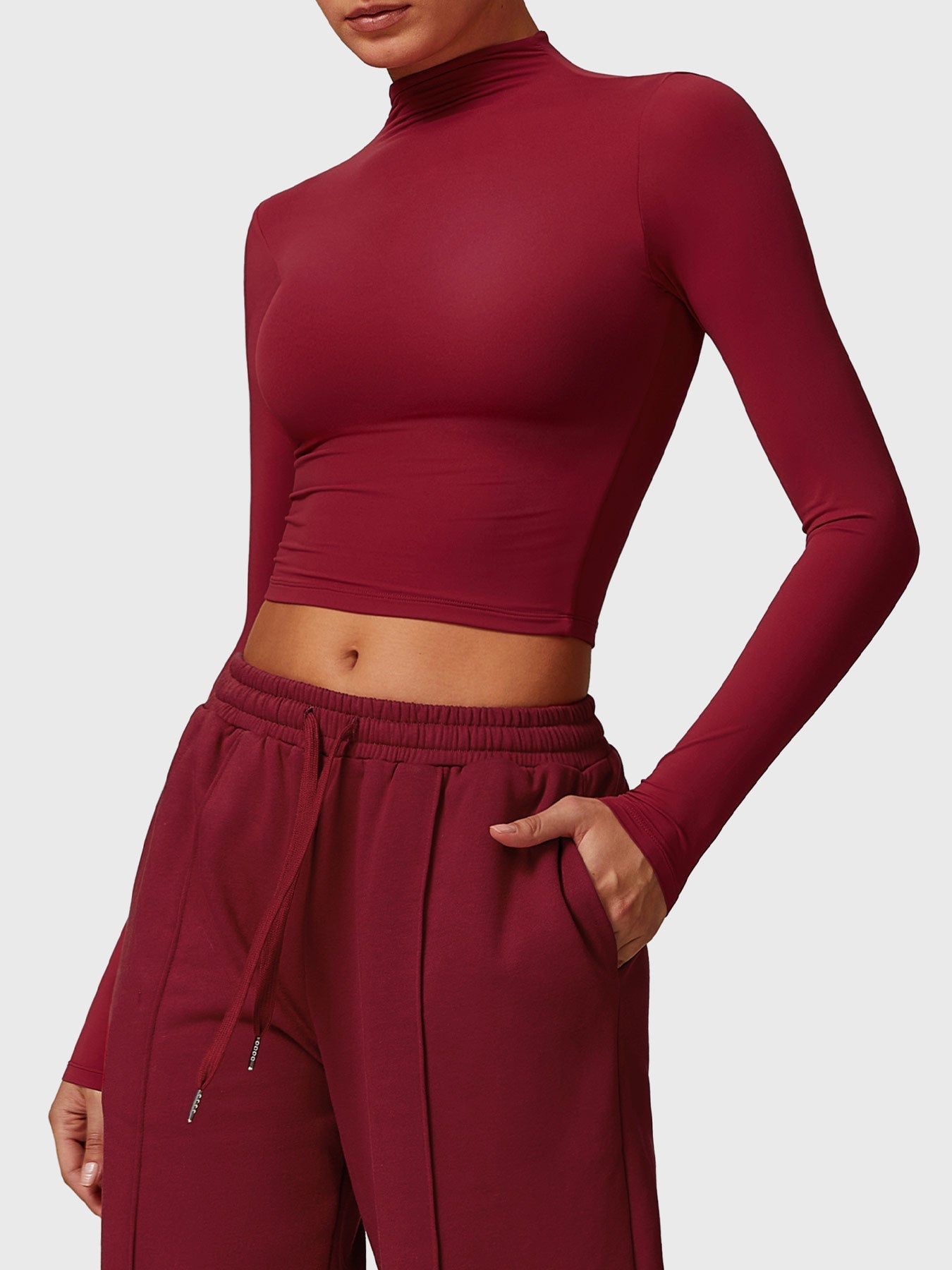 Tebeary Heno Turtle Neck Long Sleeve Crop Top