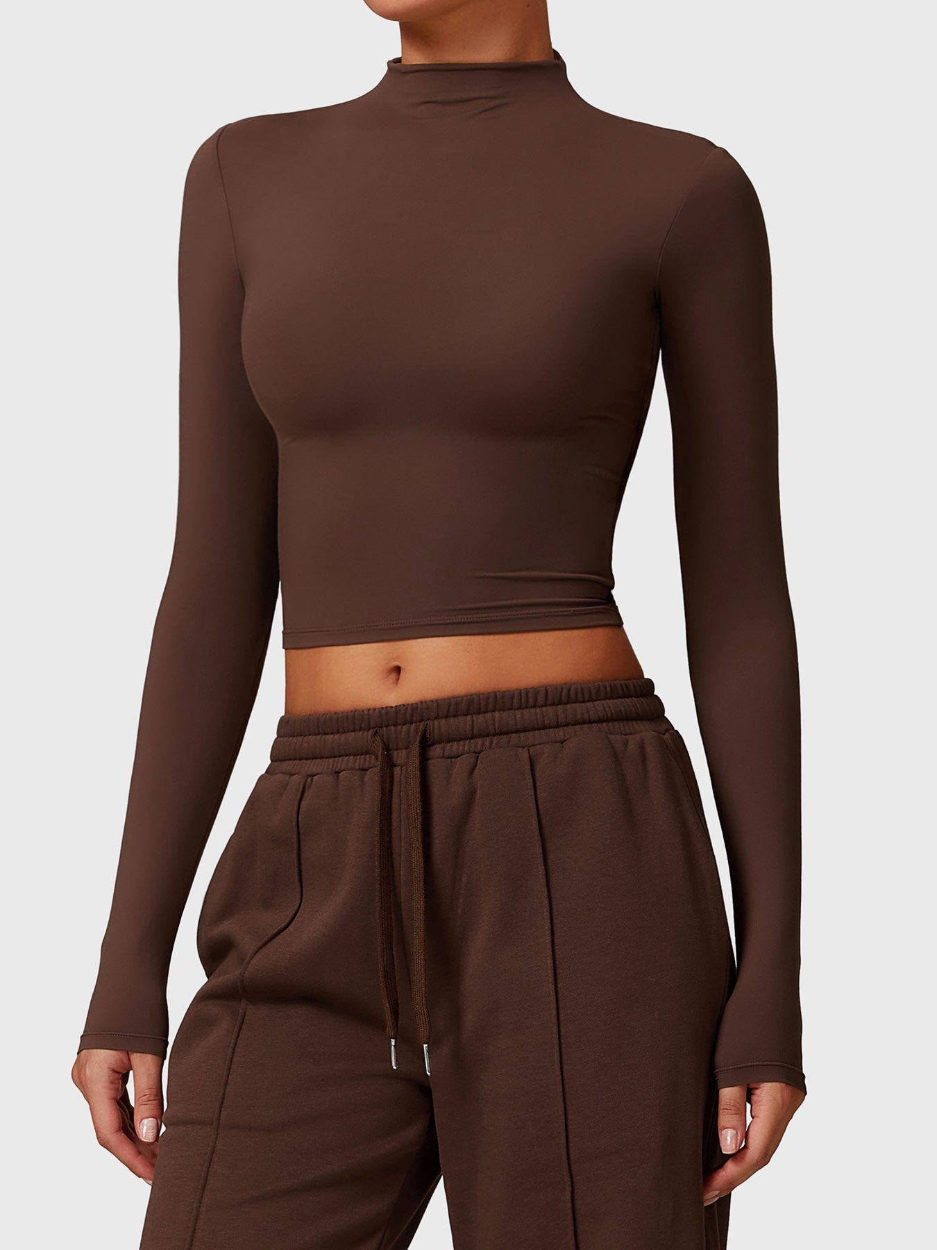 Tebeary Heno Turtle Neck Long Sleeve Crop Top