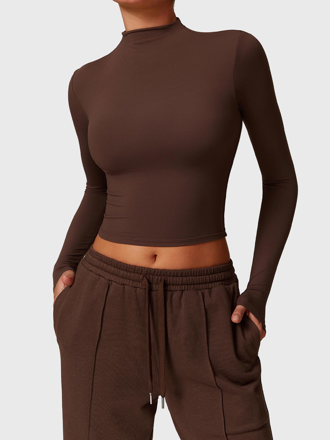 Tebeary Heno Turtle Neck Long Sleeve Crop Top