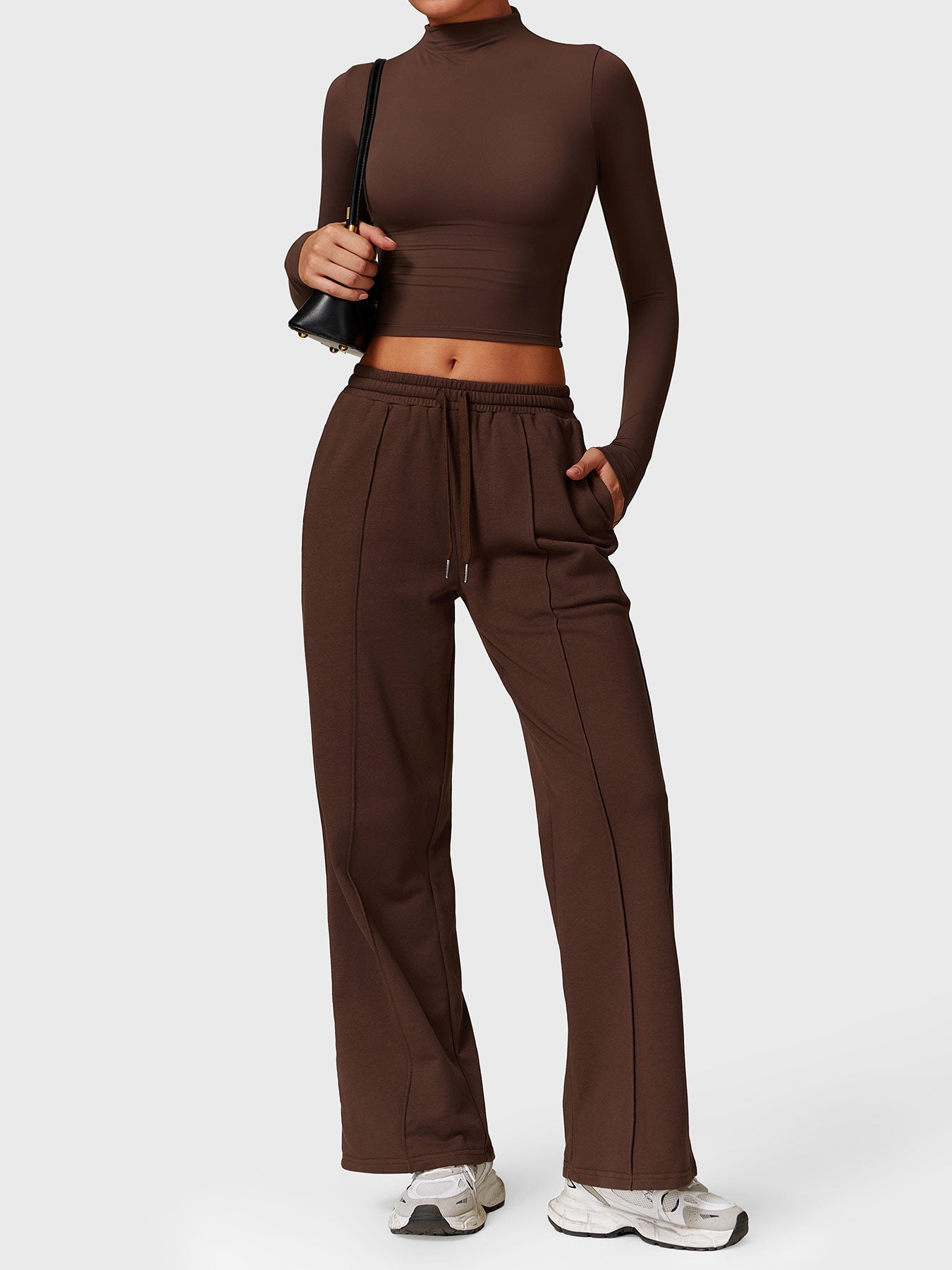 Tebeary Heno Turtle Neck Long Sleeve Crop Top