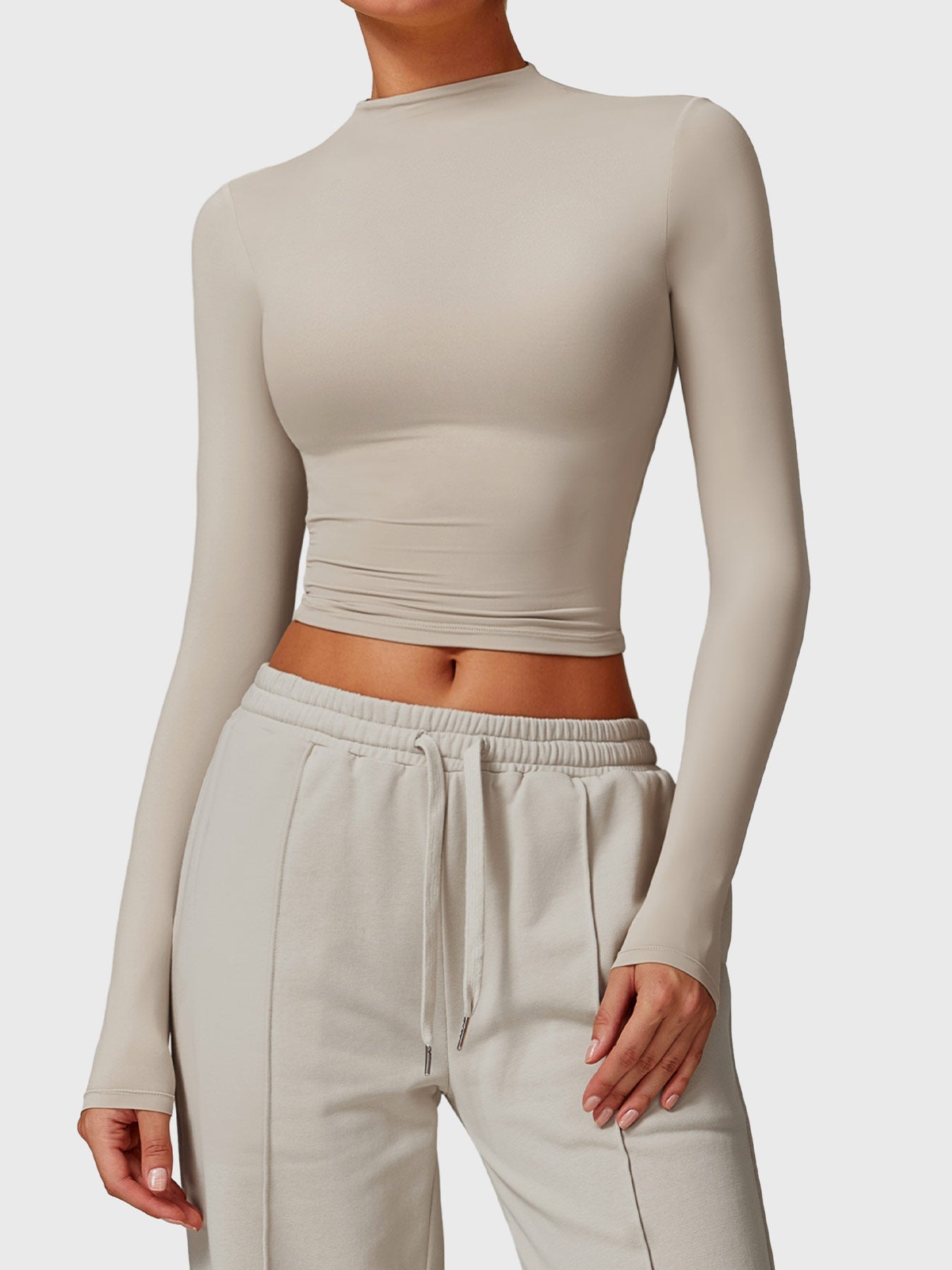 Tebeary Heno Turtle Neck Long Sleeve Crop Top