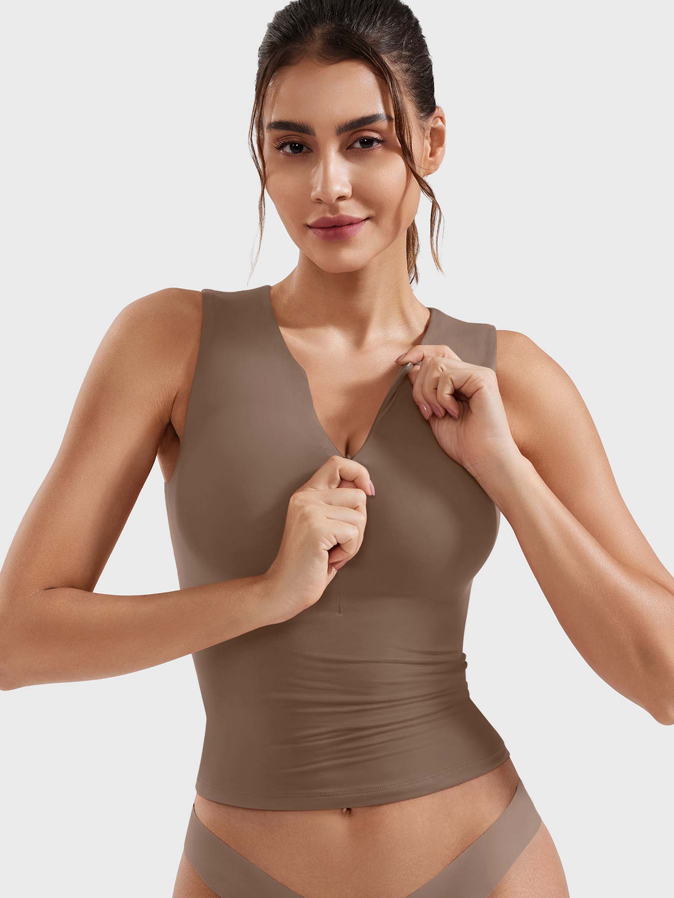 TEBEARY Mimo Half Zip Tank To