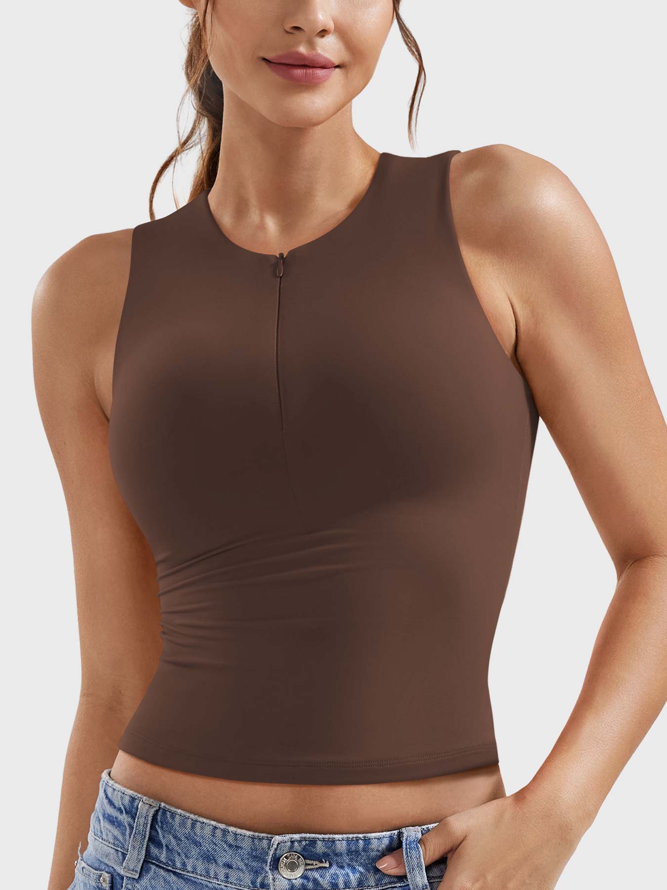 TEBEARY Mimo Half Zip Tank To