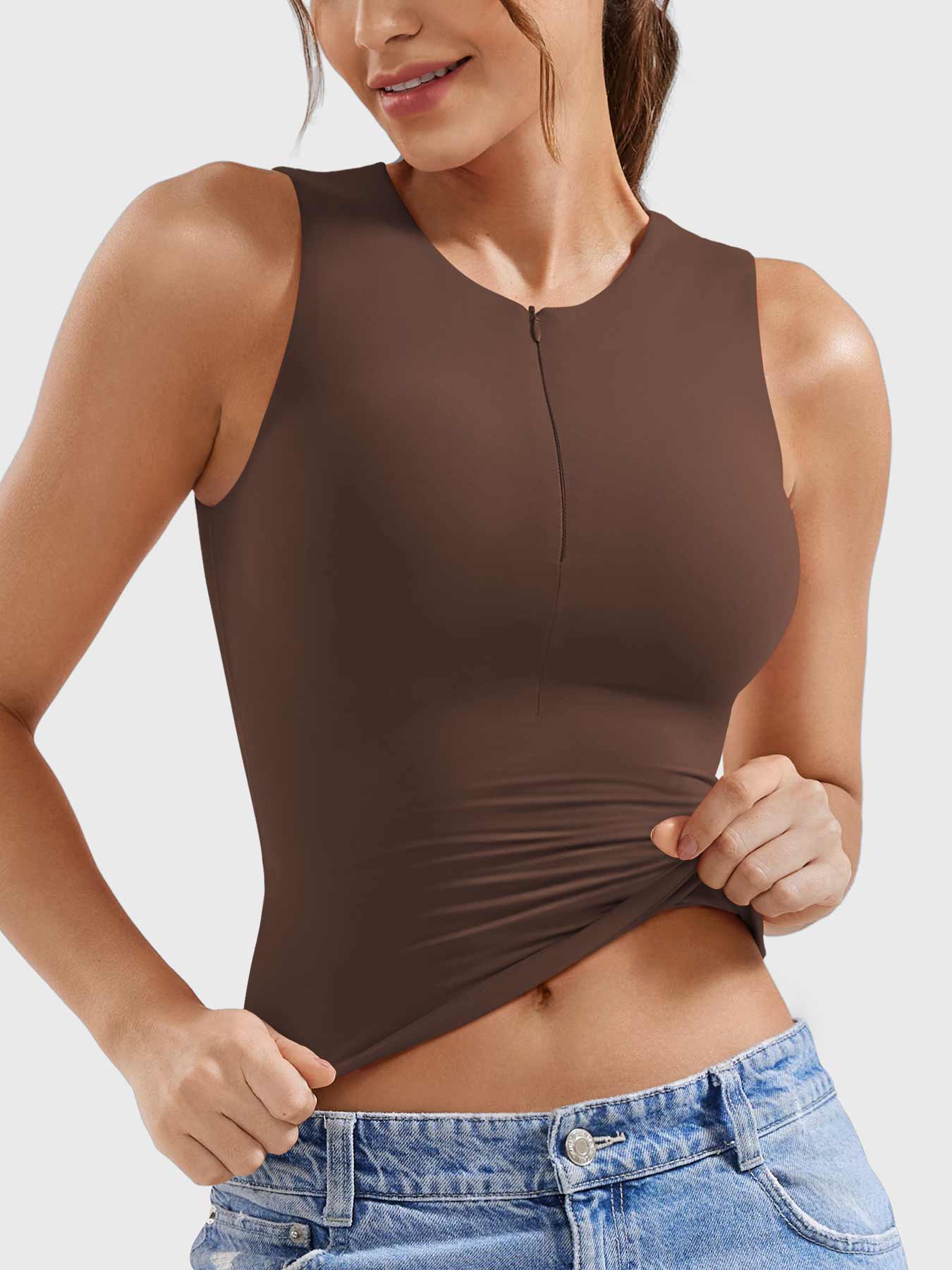 TEBEARY Mimo Half Zip Tank To