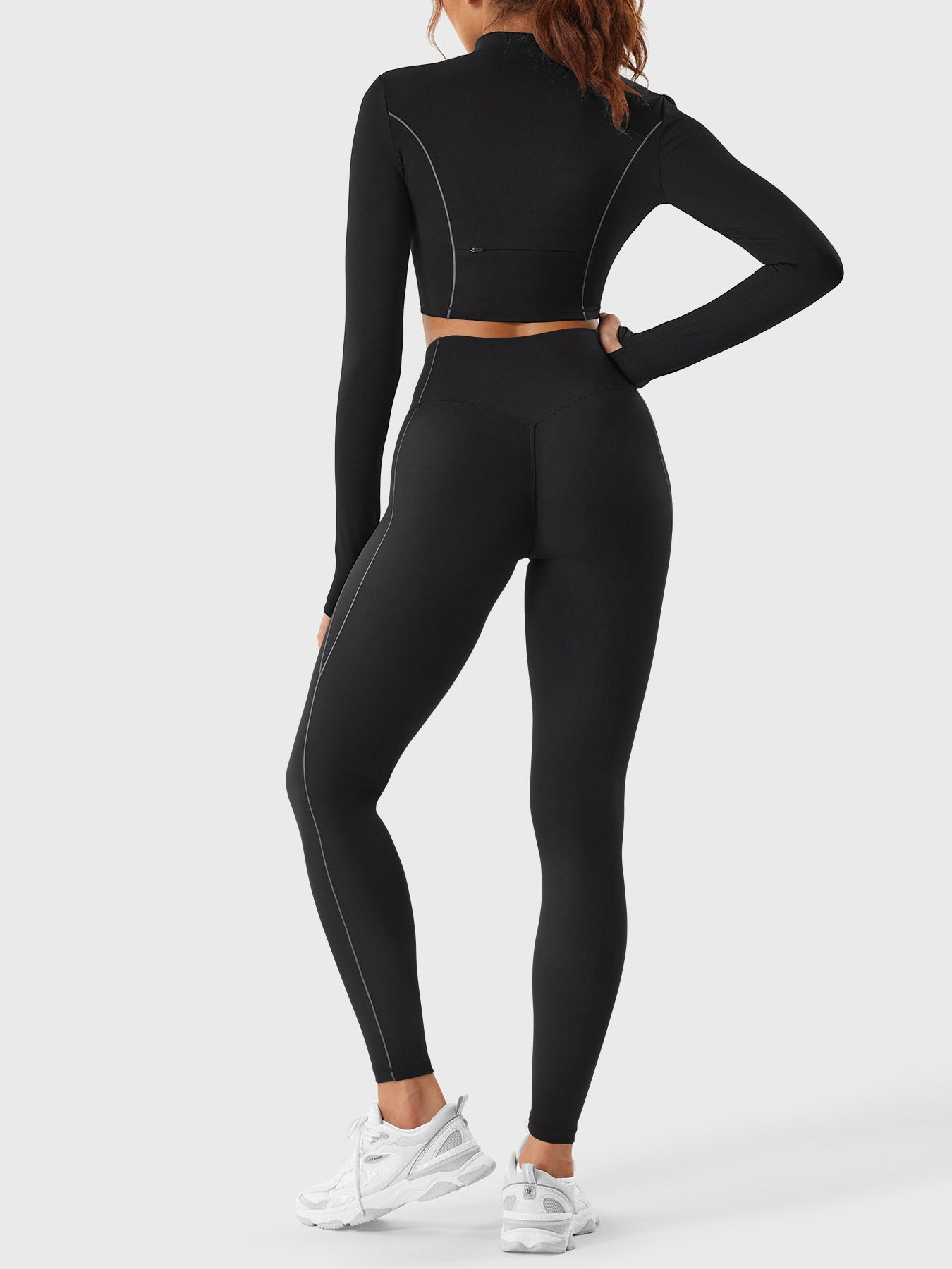 Pilates Pana Half Zip Crop Top Leggings Sets